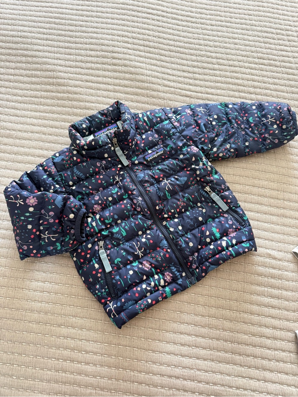 Patagonia Kids Floral Puffer Jacket - Navy with Multicolor Florals